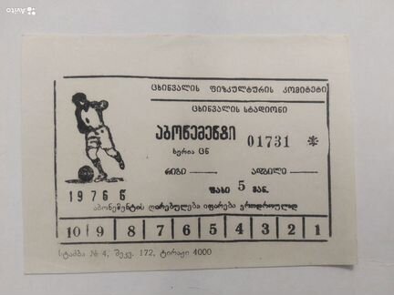 Билет на футбольный матч 1976 года, Грузия