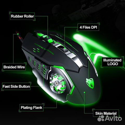 Игровая мышка проводная Ray Wolf V6, подсветка