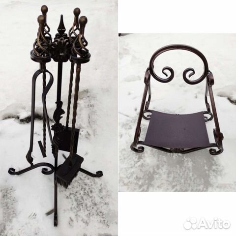 Дровница лёгкая с ковкой и набор 4 предмета