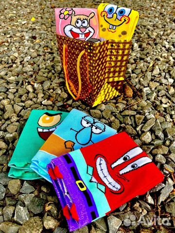 Носки в стиле мультика спанч боб