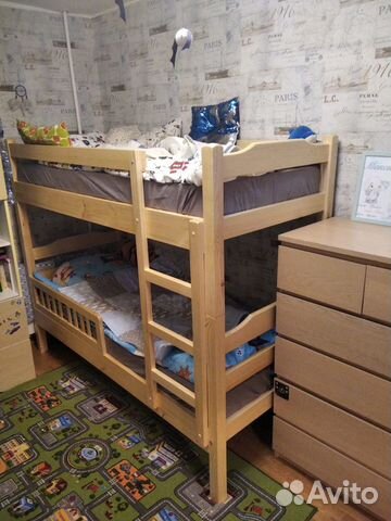 Детская двухъярусная кровать из массива сосны