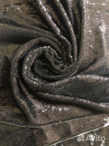 Новая ткань с пайетками чёрная, Италия, 0,5*1.30м