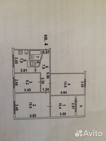 4-к квартира, 71 м², 1/9 эт.