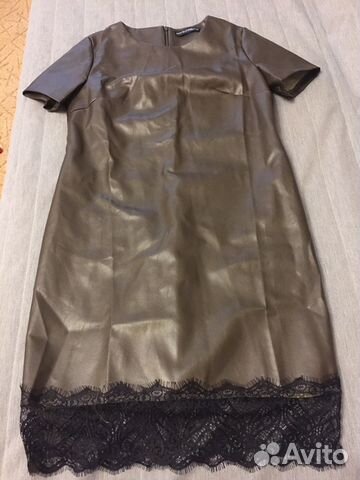 Платье экокожа с кружевом Платье экокожа с кружевом