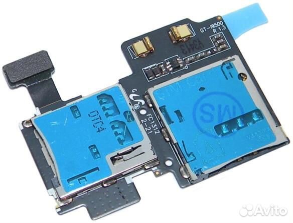 Шлейф Samsung S4 (i9500) Считыватель SIM / flash