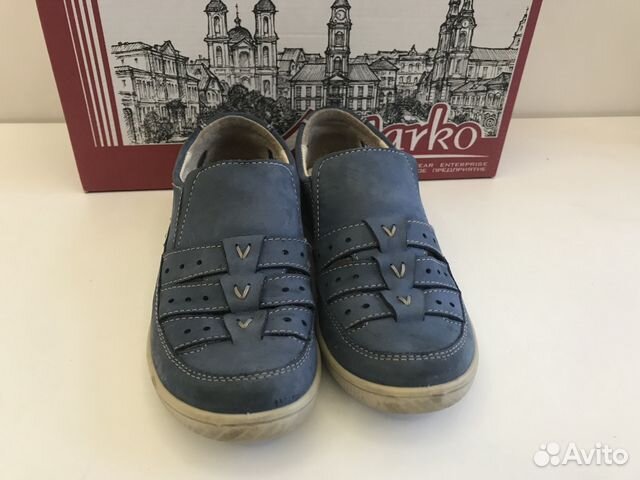 San Marko туфли/мокасины голубые кожа 32/20,5см