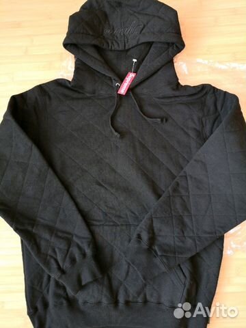 supreme quilted hooded sweatshirt black