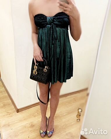 Изумрудное платье Topshop и золотое пышное L