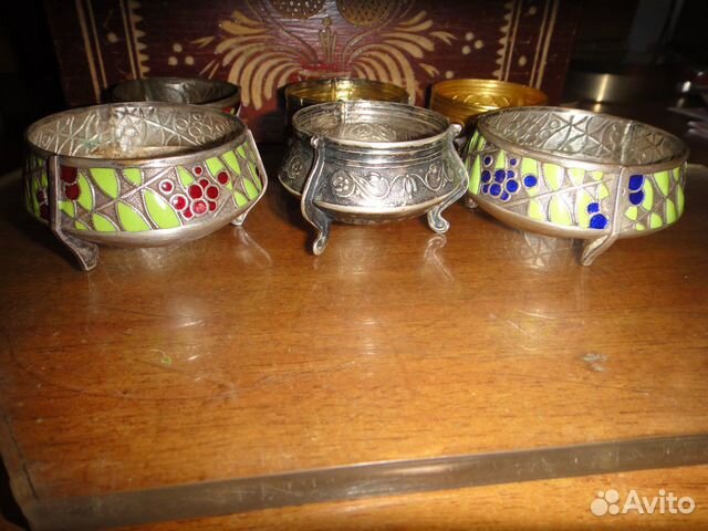 Солонки мельхиор,эмаль