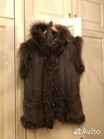 Жилет меховой вязаный кролик Жилет меховой вязаный кролик