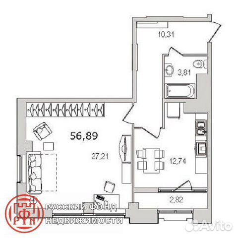 1-к квартира, 57 м², 5/24 эт. 1-к квартира, 57 м², 5/24 эт.