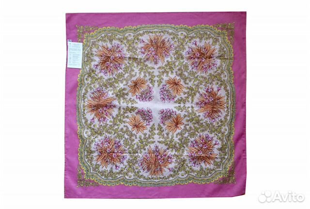 Павловопосадский платок новый. Хлопок 65x65 см
