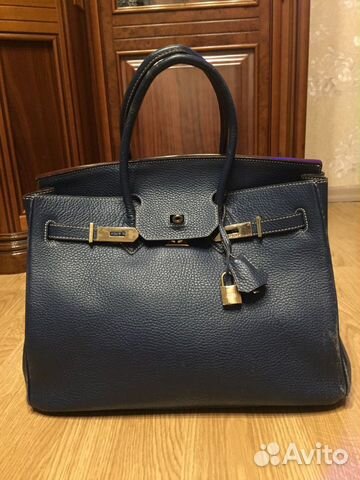 Женская кожаная синяя сумка birkin hermes Женская кожаная синяя сумка birkin hermes