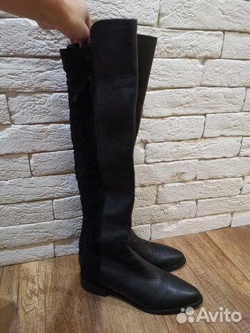 Сапоги ботфорты zara полностью натуральные