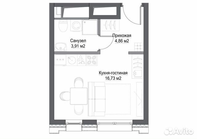 1-к квартира, 25.8 м², 43/45 эт. 1-к квартира, 25.8 м², 43/45 эт.