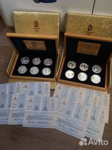 Олимпиада Пекин 2008. Набор 12 x 10 юаней. Серебро