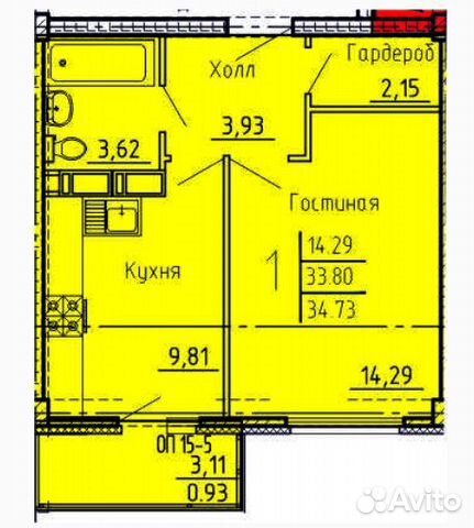 1-к квартира, 34.7 м², 8/18 эт. 1-к квартира, 34.7 м², 8/18 эт.