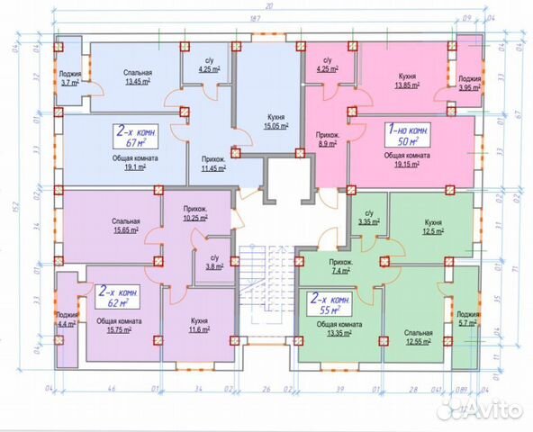 2-к квартира, 55 м², 4/12 эт.