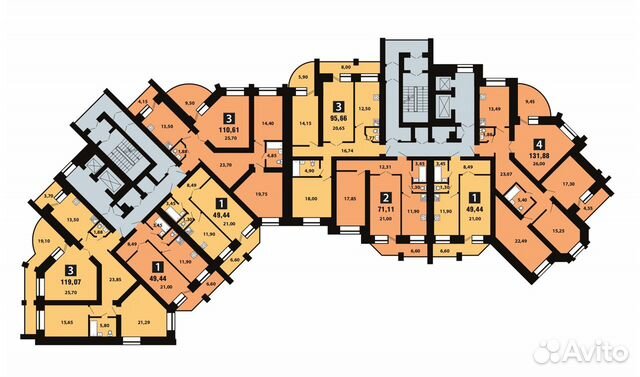 1-к квартира, 49.4 м², 6/16 эт. 1-к квартира, 49.4 м², 6/16 эт.