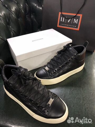Черные кожаные кеды Balenciaga