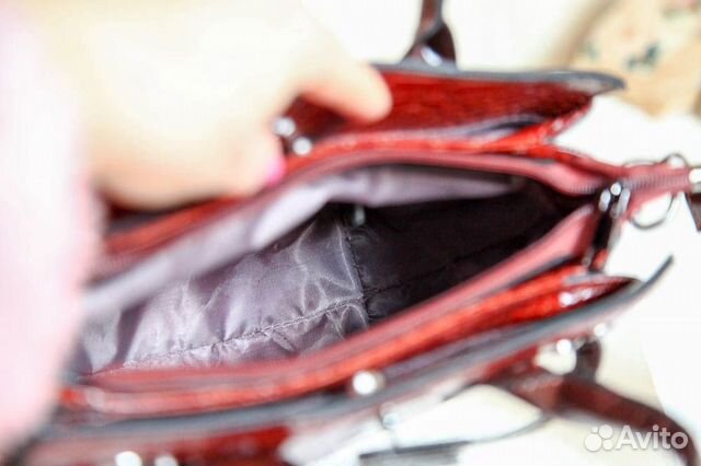 Сумка женская лакированная коричневая