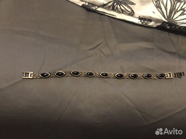 Серебряный браслет с агатами и марказитами