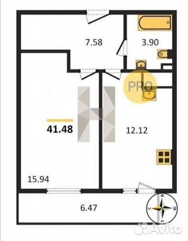 1-к квартира, 42 м², 5/19 эт.