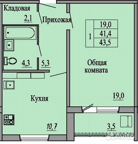 1-к квартира, 43.2 м², 16/16 эт.