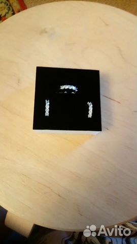 Серебряные серьги и кольцо с фианитами