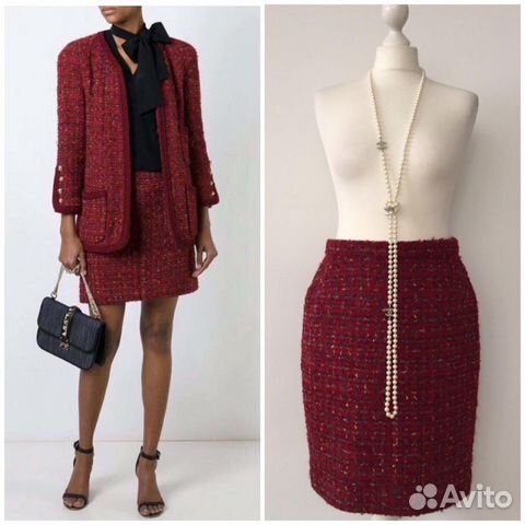 Chanel Vintage Твид юбка оригинал Chanel Vintage Твид юбка оригинал