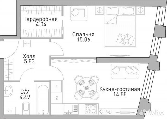 1-к квартира, 45.4 м², 32/39 эт. 1-к квартира, 45.4 м², 32/39 эт.