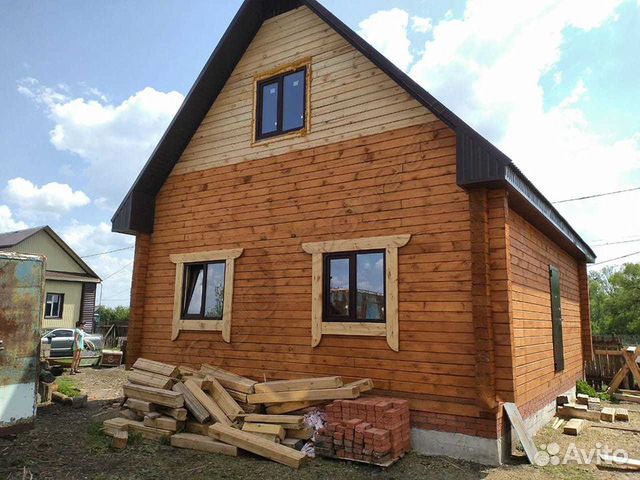 Сруб дома 8х6 м. из бруса с мансардой и верандой
