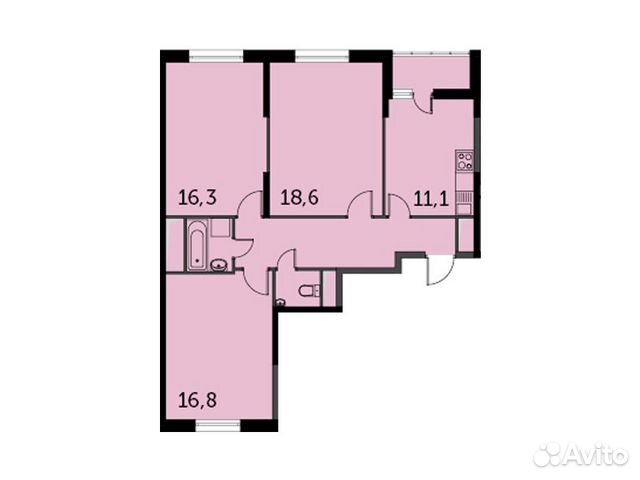 2-к квартира, 79.9 м², 19/19 эт. 2-к квартира, 79.9 м², 19/19 эт.