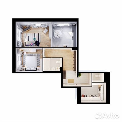 2-к квартира, 68.8 м², 1/17 эт.