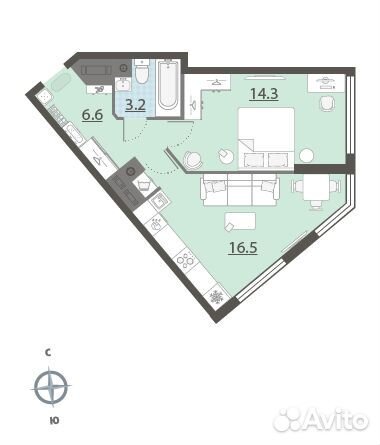 1-к квартира, 40.6 м², 2/32 эт. 1-к квартира, 40.6 м², 2/32 эт.
