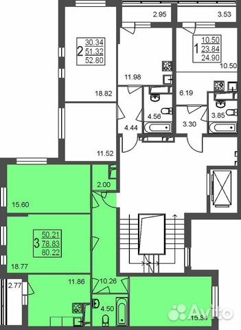 3-к квартира, 80.2 м², 6/8 эт. 3-к квартира, 80.2 м², 6/8 эт.