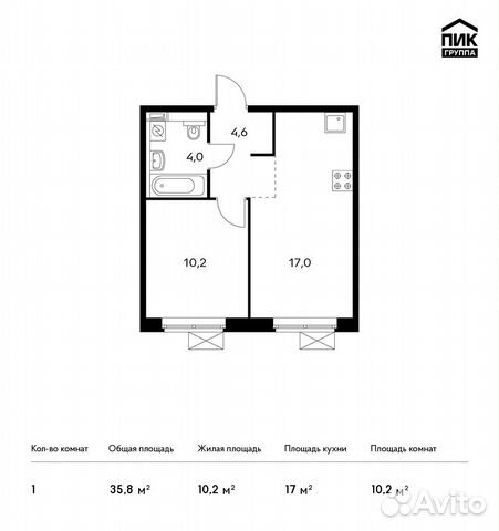 1-к квартира, 35.8 м², 8/14 эт. 1-к квартира, 35.8 м², 8/14 эт.