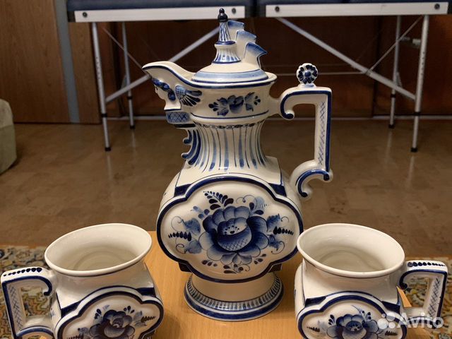 Кувшин с двумя кружками Гжель Кувшин с двумя кружками Гжель