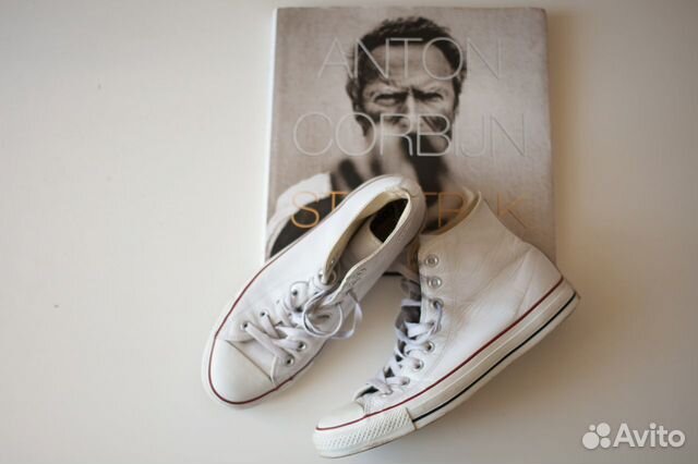 Кеды Converse  конверсы белые, кожа - почти новые
