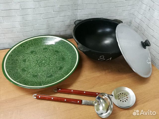 Казан чугунный узбекский 8л (все в комплекте)