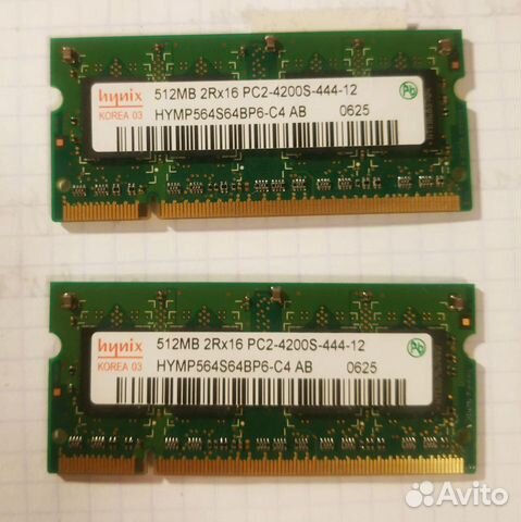 RAM оперативная память для н/бука - 2шт. * 512 Мб