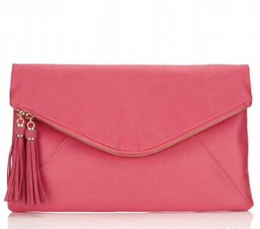 Клатч/мягкая розовая сумка на цепочке