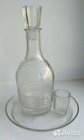 Винтаж Стеклянный Набор Графин Поднос Рюмка СССР