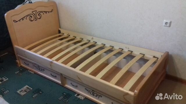 Кровать Муза с ящиками низкое изножье массив дерев