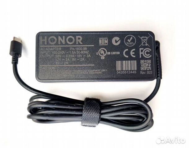 Зарядка ноутбука Honor MagicBook Huawei Type-C 65W