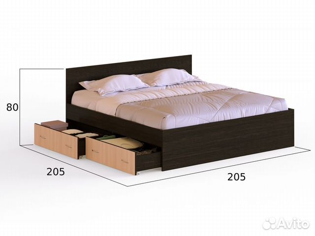 Кровать 200х200 с матрасом Марс с ящиками