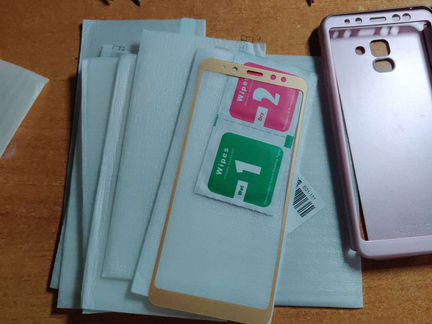 Защитное стекло, чехлы,накладки для Samsung A8 plu