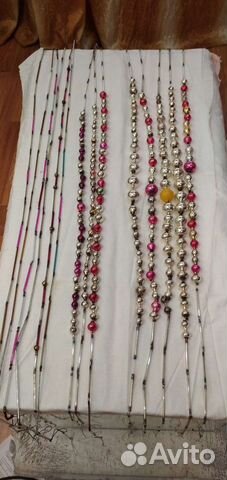 Редкие старинные новогодние гирлянды стеклярус