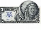 5 долларов 1899 года купюра с индейцем, редкая объявление продам