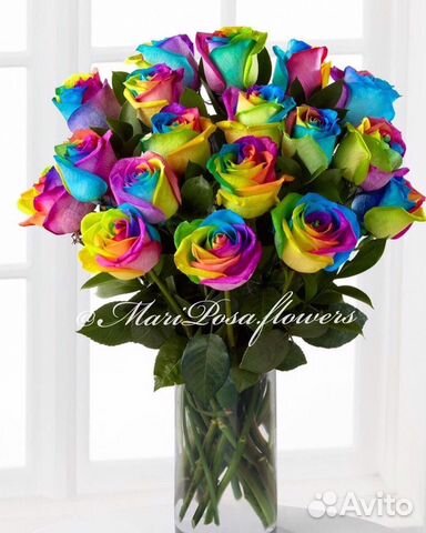 Радужные розы \ Цветные розы